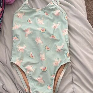 Mint Green Unicorn and Rainbow Swimsuit